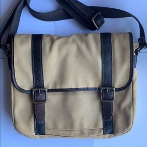 FOSSIL MESSENGER BAG Small, Tan Canvas